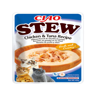 Churu Stew Estofado de Pollo y Atún sobre para gatos